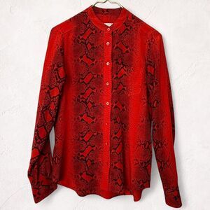 Equipment Red Silk Snake Print Blouse Luxe Button Front Top Size XS